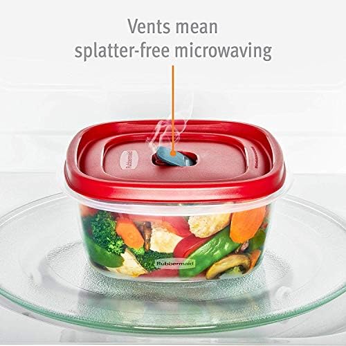 Easy Find Lid Square 5-Cup Food Storage Container (Pack of 3), Red (Vented)