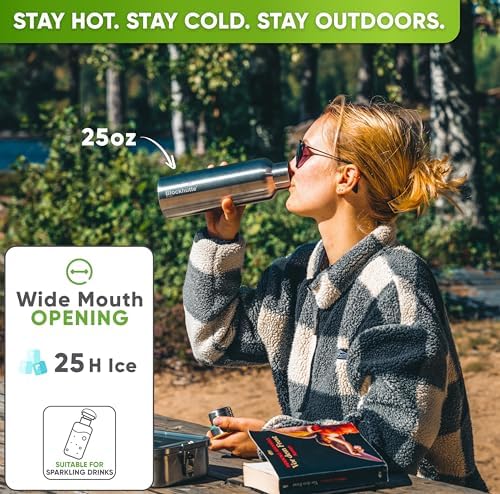 Vacuum Insulated Stainless Steel Water Bottle - 25 oz I Wide Mouth Metal Bottle for hot and cold drinks I BPA-Free I for Travel, School I Kids, Adults, Water Canteen, Sports, flask