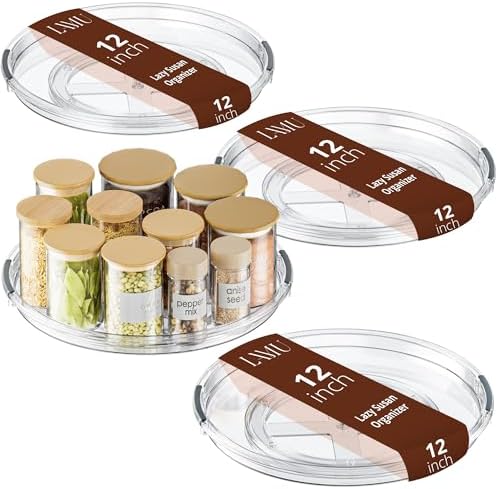 12 in Lazy Susan Turntable, 4 Pack Clear Spice Rack, Organizer Storage