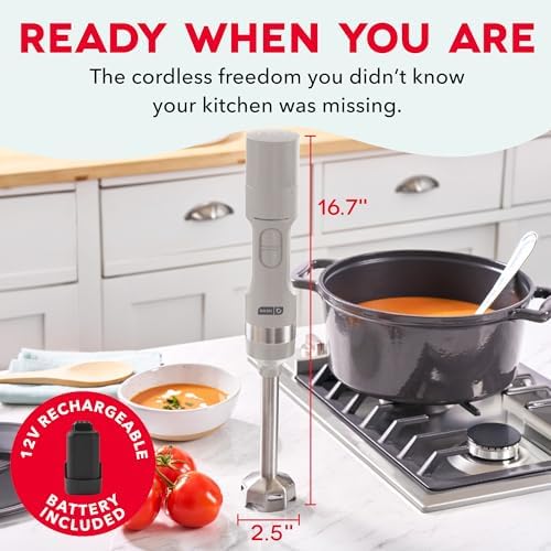 Dash Cordless Immersion Blender, Stainless Steel Blades, French Grey - Image 2