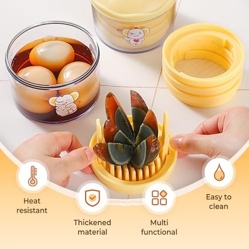 4 In 1 Egg Slicer For Hard Boiled Eggs, Stainless Steel 4 Slice Modes Egg Cutter, Strawberry Slicer Grape Cutter, Kitchen Fruit Slicer For Mushroom, Cherry (Yellow-1pcs)