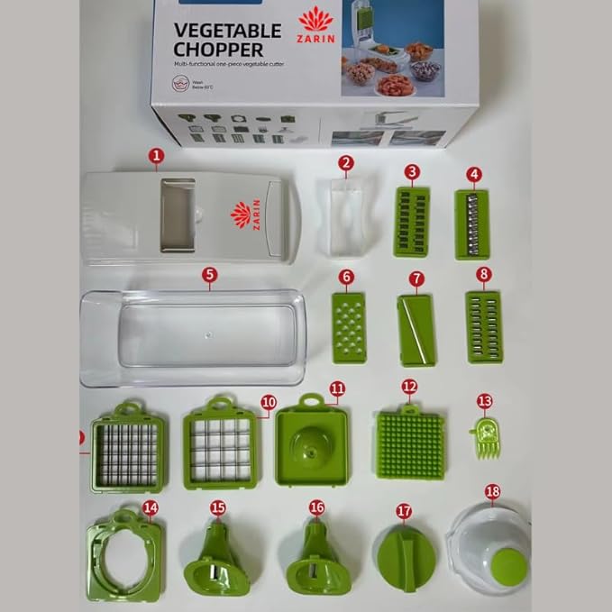 ZARIN 18-in-1 Vegetable Chopper & Slicer, Multi-Function Food Prep Tool for Cutting, Dicing & Slicing Vegetables, Kitchen Gadget