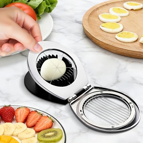 3 in 1 Egg Slicer, Egg Cutter Egg dicer for Boiled Eggs -Stainless Steel Wire with 3 Slicing Styles - Image 2