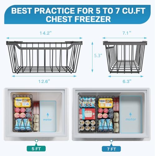 Freezer Organizer Bins, 4 Pack Stackable Pantry Storage Bins, Black