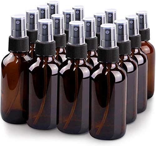 Wedama Spray Bottle, 4 oz Fine Mist Glass Spray Bottles, Little Refillable Liquid Containers for Watering Flowers Cleaning (16 Pack, Amber) by Wedama