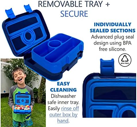 Kids Bento Lunch Box with Bag, Water Bottle & Ice Pack, Blue Dino