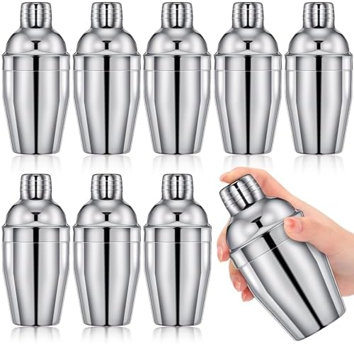 9 Pcs Bar Cocktail Shaker, Stainless Steel, 8 oz, Silver