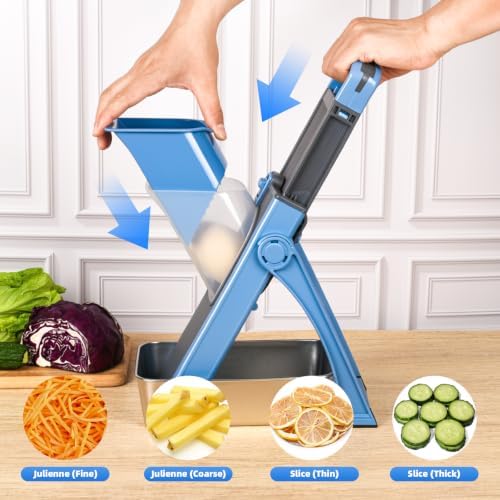 Stainless Steel Vegetable Chopper with Safety Mandoline Slicer & Container - Image 3