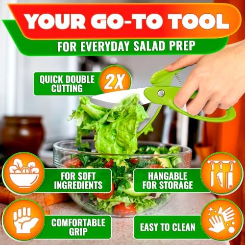Salad Scissors for Chopped Salad, 8.9" Stainless Steel, In-Bowl