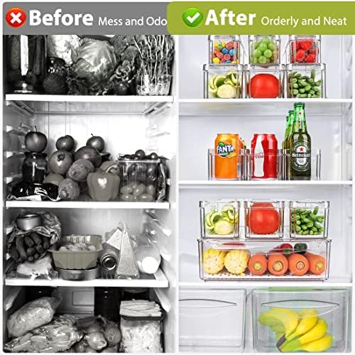 10 Pack Refrigerator Pantry Organizer Bins with Lids, Fridge Organizer Bins