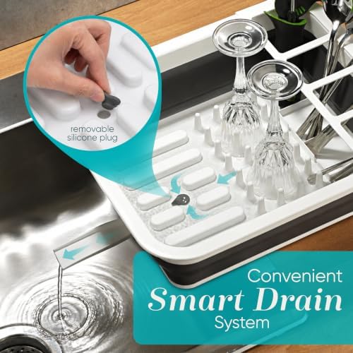 Collapsible Dish Drying Rack, Pop-Up with Drainboard, 8 Plate Capacity