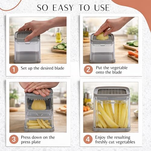 Brieftons PerfectCut 4-Blade Manual Vegetable Chopper, Food Dicer Chop Box - Image 5