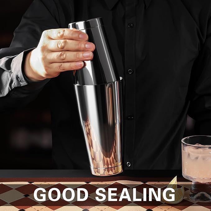 Boston Cocktail Shaker Set, 18 oz & 28 oz, Stainless Steel (Silver)
