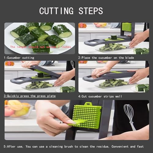 Multi Functional Vegetable Chopper, nicer dicer, 16 in 1 professional vegetable and food slicer, and Vegetable Cutter, for Potatoes, Onions, Vegetable Chopper with Container and Basket - Image 5