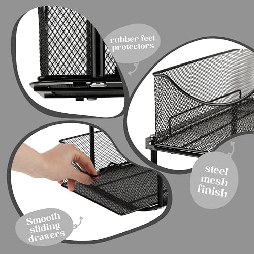 Pull-Out Under Sink Organizer, Mesh Construction (Black, 2 Pack)