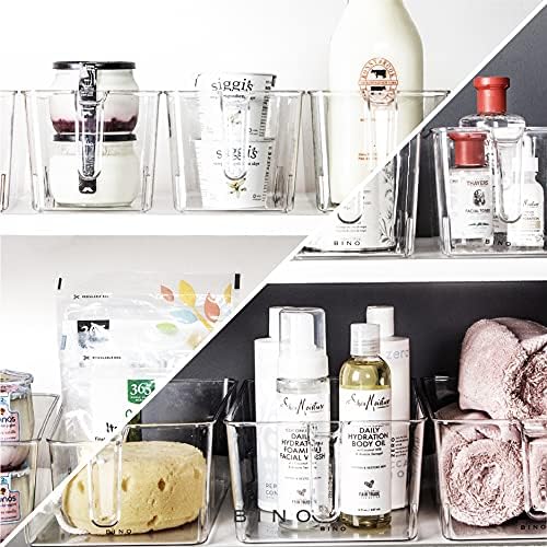L Plastic Storage Bins l THE HOLDER COLLECTION l 2-Pack, Medium Multi-Use Clear Containers for Organizing with Built-in Handles l Pantry Organization & Storage l Kitchen Organizer l Storage Bins