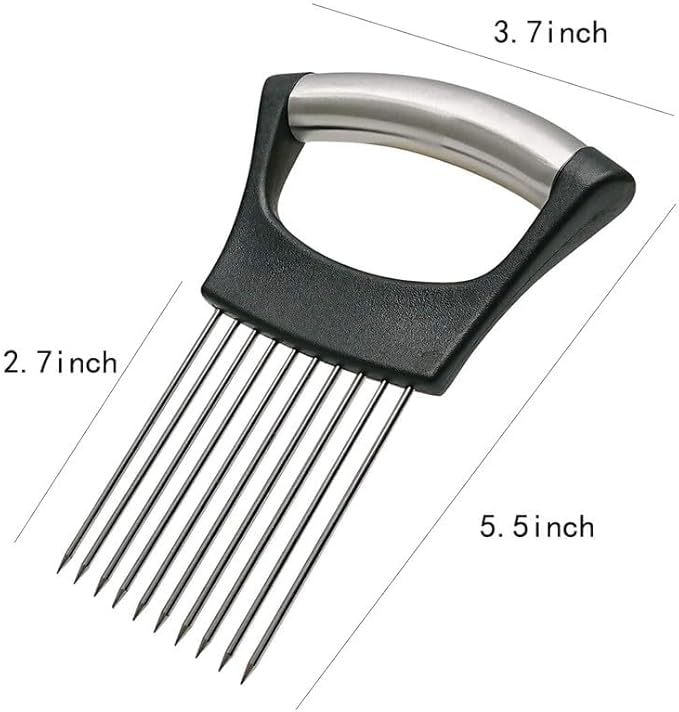Upgrade Onion Holder for Slicing, Stainless Steel Lemon Slicer Onion Cutter for Slicing, Vegetable Cutter for Potato and Tomato, Avocados, Eggs, Meat, Kitchen Chopper Slicings Tool (Round, 3PCS)