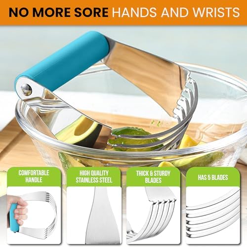 Spring Chef Large Dough Blender For Baking - Durable Pastry Blender - Teal - Image 4