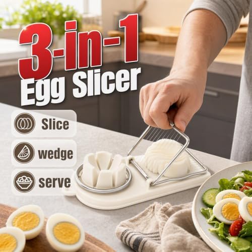 2 in 1 Multipurpose Egg Slicer, Even Cuts for Eggs and Soft Fruits - Image 2