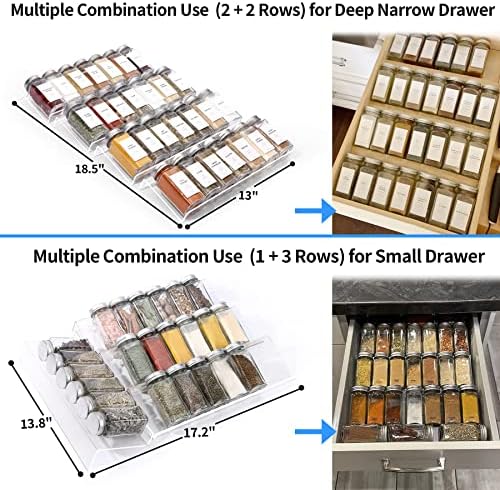 Clear Spice Drawer Organizer, 4 Tier Acrylic Seasoning Rack, Small