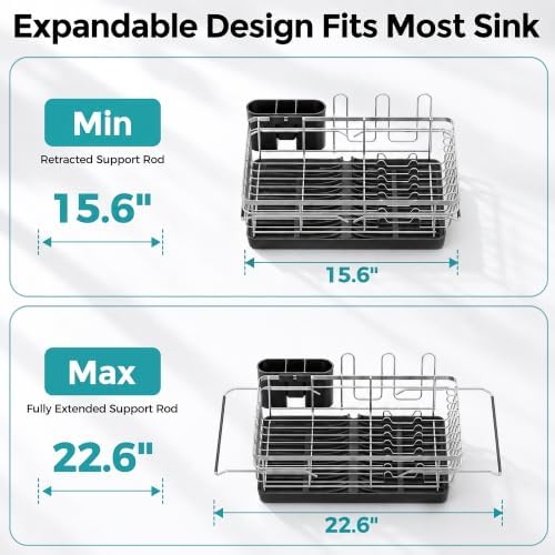 Over Sink Dish Drying Rack with Drainboard for Small Kitchen Counter