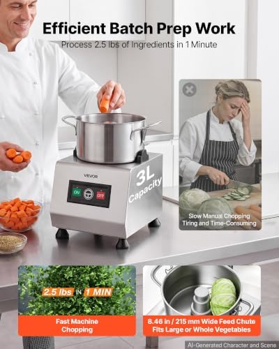 Food Processor 3.2 qt 3 L Commercial Electric Vegetable Chopper 400W