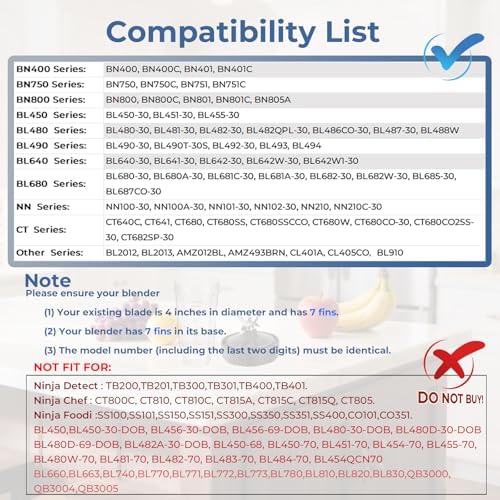 Blender Cups Replacement Parts For ninja,2-Pack 24oz Blender Cups with Sip & Seal Lids,7 fins Blender Replacement blade Compatible with Ninja BN401 BN751 BN801 BL480-30 BL642-30 BL682 BL687 NN102 - Image 4