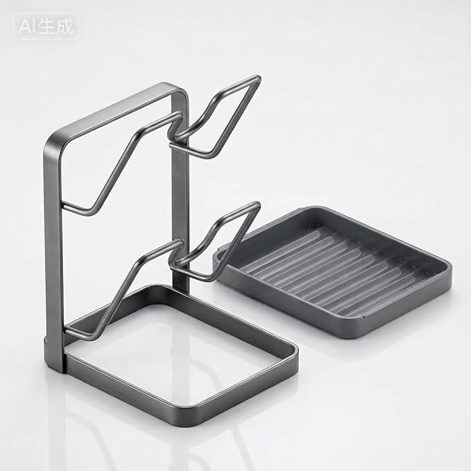 Space-Saving Pot Lid Holder & Spoon Rest - 3-in-1 Organizer with Drip Tray, Keeps Countertops Clear While Cooking (Multifunctional Kitchen Rack)
