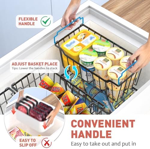 Freezer Organizer Bins for 5-7 Cu.FT Chest Freezer, 4 Pack Black