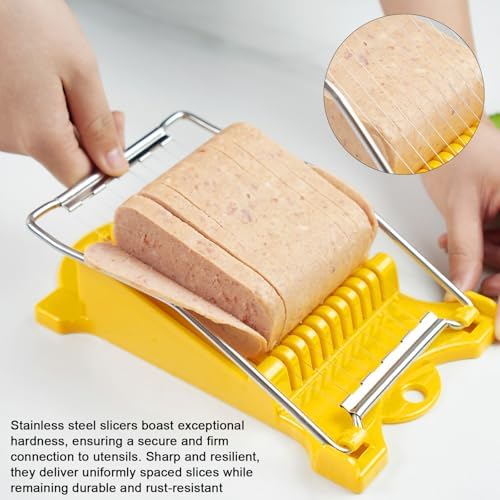 Spam Cutter Luncheon Meat Slicer,Egg Slicer Cutter for Hard Boiled Eggs,10/14 Slices Stainless Steel Wires (Yellow, 10 Slices Wires) - Image 6