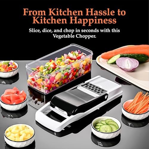 Vegetable Cutter 12-in-1, Multi-Purpose Vegetable Slicer and Chopper with 7 Interchangeable Blades, Container, Egg Separator, Hand Protector & Cleaning Brush – Vegetable Choppers & Salad Cutter - Image 2