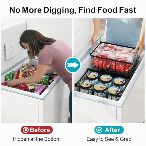 Freezer Organizer Bins - Storage Baskets for 5 Cu.Ft, 4 Pack