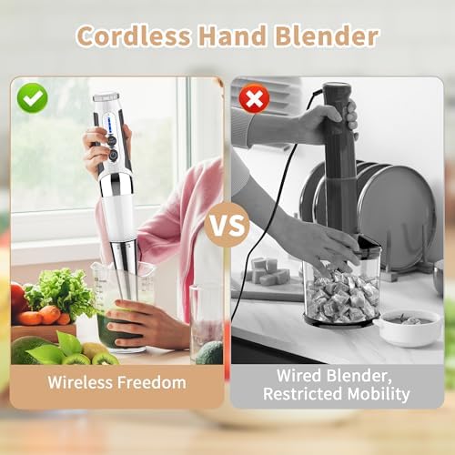 Toogel 4-in-1 Cordless Immersion Blender, 21-Speed, 3-Angle Adjust, White - Image 2