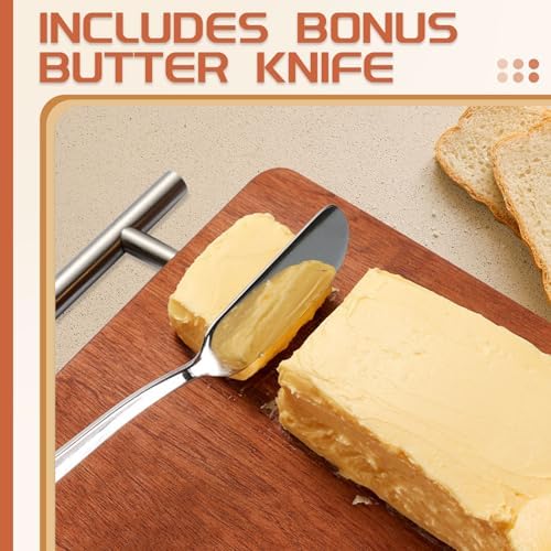 2 Pack Butter & Cheese Slicer Cutter, 17 Wires Butter Cutter with Stainless Steel Spreader Knife, Ergonomic Handle Portable Grip for Block Cheese, Soft Fruit, Egg - Image 5