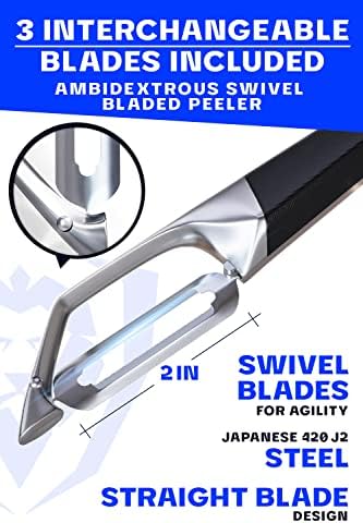 Straight Peeler Set - 3 Swappable Steel Blades
