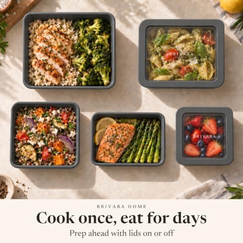 Glass Food Storage Containers with Lids, 20-Piece Set, Onyx