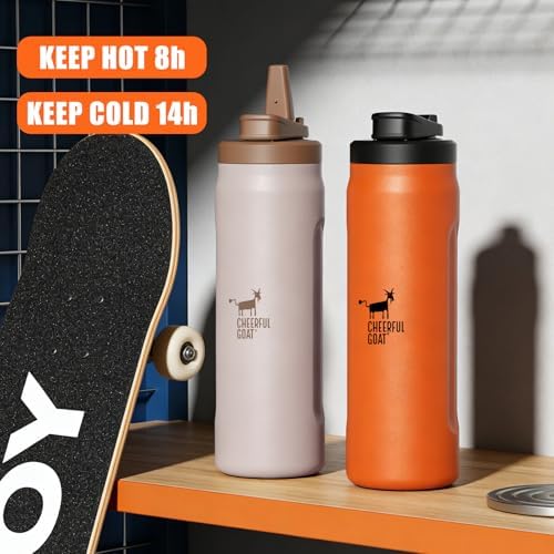 CHEERFUL GOAT Ceramic Water Bottle, Orange, 25oz - Image 6