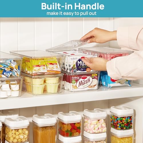 8pcs Clear Stackable Storage Bins with Lids
