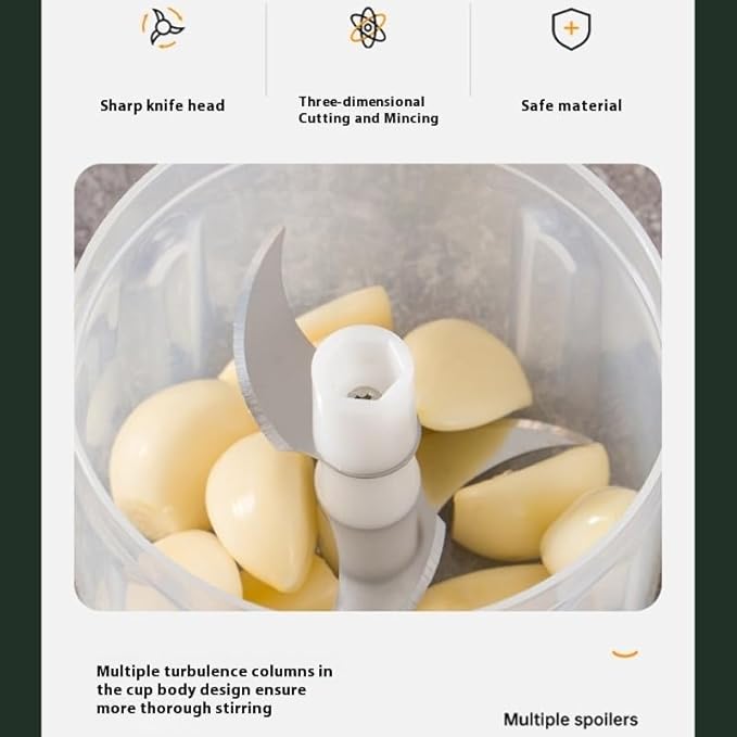 Mini Hand Crank Vegetable Chopper, Handheld Food Chopper, Garlic Chopper, Quick Manual Vegetable Processor for Onion, Garlic, Salad, Salsa, Fruit (green)