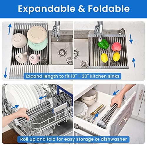 Roll Up Dish Drying Rack Over the Sink 12.5"-21.6" Expandable