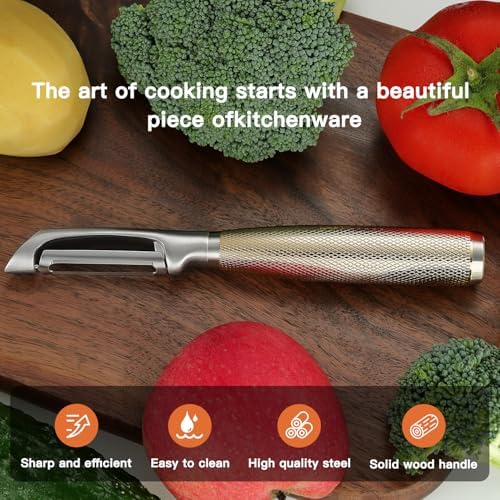 Luxury I-Type Vegetable Peeler – 24K Gold Plated Handle, 304 Stainless Steel Ultra Sharp Blade, Ideal for Potatoes, Apples, and Other Fruits & Vegetables