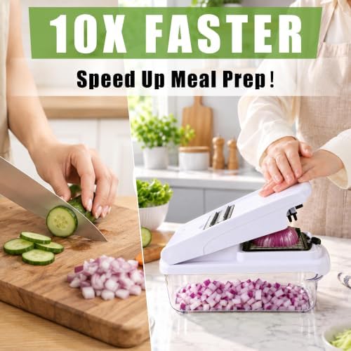 18-in-1 Vegetable Chopper Mandoline Slicer, Veggie Chopper with Container