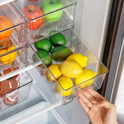 4 Pack Stackable Clear Drawer with Dividers