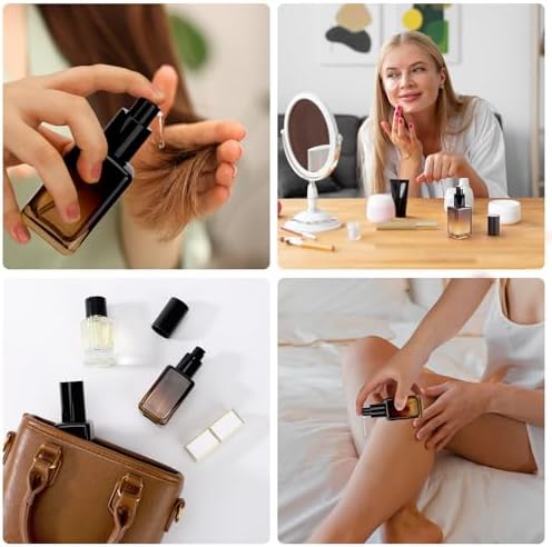 Segbeauty 1.69oz Glass Pump Bottle, 4 Pack Empty Lotion Containers 50ml Travel Size Pump Bottles Glass Lotion Dispenser Gradient Brown Foundation Bottle for Essential Oil Blends Cream - Image 5