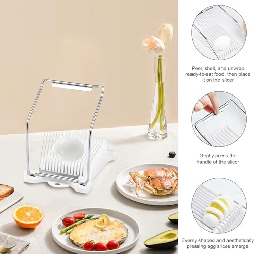 Heavy Duty Luncheon Meat Slicer, Egg Cutter with 14 Precise Slices, Stainless Steel Kitchen Slicing Tool for Egg,Bananas, Avocados,Luncheon (White, 14 slicer) - Image 5