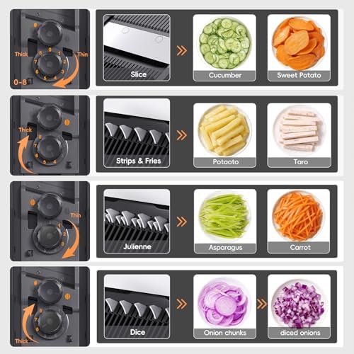Safe Mandoline Slicer Pro, Veggie Slicer with Container, Black