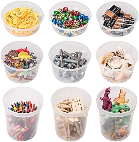 Food Storage Containers with Lids 8oz, 16oz, 32oz Freezer Deli Cups Combo Pack, 44 Sets BPA-Free Leakproof Round Clear Takeout Container Meal Prep Microwavable, Airtight Lids (Mixed Sizes)