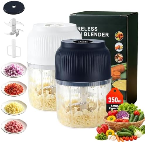 Portable Electric Garlic Chopper, 2026 Mini Household Electric Garlic Crusher, 350ml Cordless Garlic Mincer with Lid, One-Touch Food Processor for Onion, Ginger, Chili, Herbs, Nuts，Mix：2 by Unknown