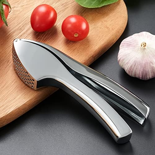 Garlic Press, Garlic Mincer Large-Capacity Garlic Crusher, Rustproof & Heavy-duty Ginger Crusher, Easy Clean & Dishwasher Safe, Ginger Press Design for Extracts More Garlic Paste Per Clove