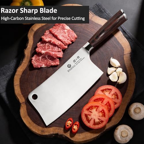 Cleaver Knife 7 Inch, Japanese High Carbon Stainless Steel Chopper